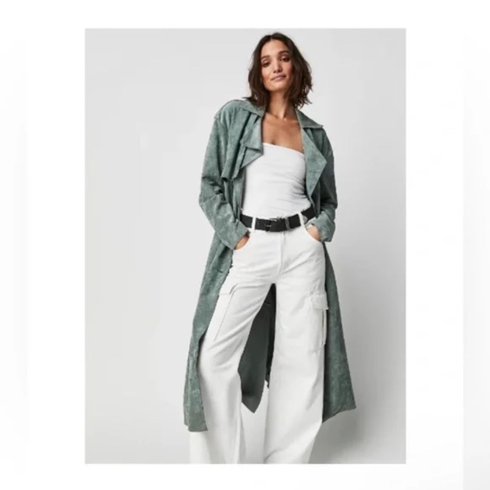 NWT Free People x Blank NYC Vegan Suede Trench